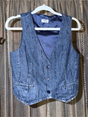 LIU JO Blue Denim Vest - Sleeveless Button Front